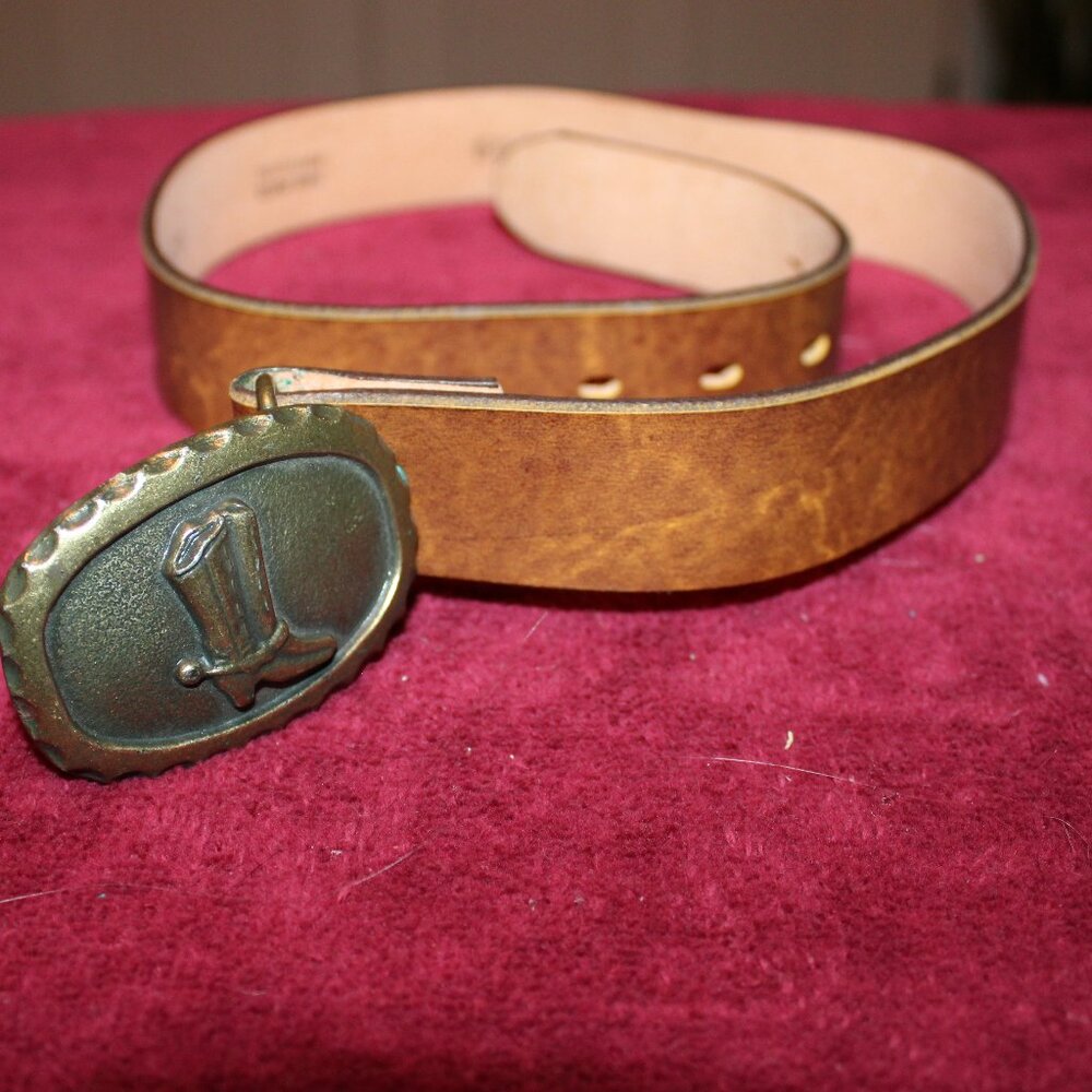 Vintage Faux Lether Belt with Cowboy Boot Buckle